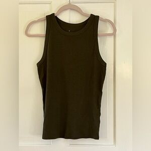 🌟a new day Olive Green High Neck Racer Back Ribbed Tank Top Size XL